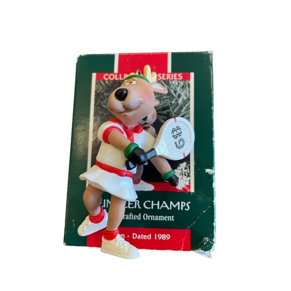 HALLMARK ORNAMENT "Reindeer Champs- Tennis Vixen" in orig box 1989 - Picture 1 of 4